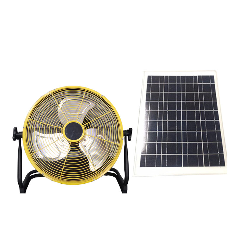 Ventilateur de sol solaire à moteur 12V ACDC BLDC avec batterie au lithium et panneau solaire 10w 20w