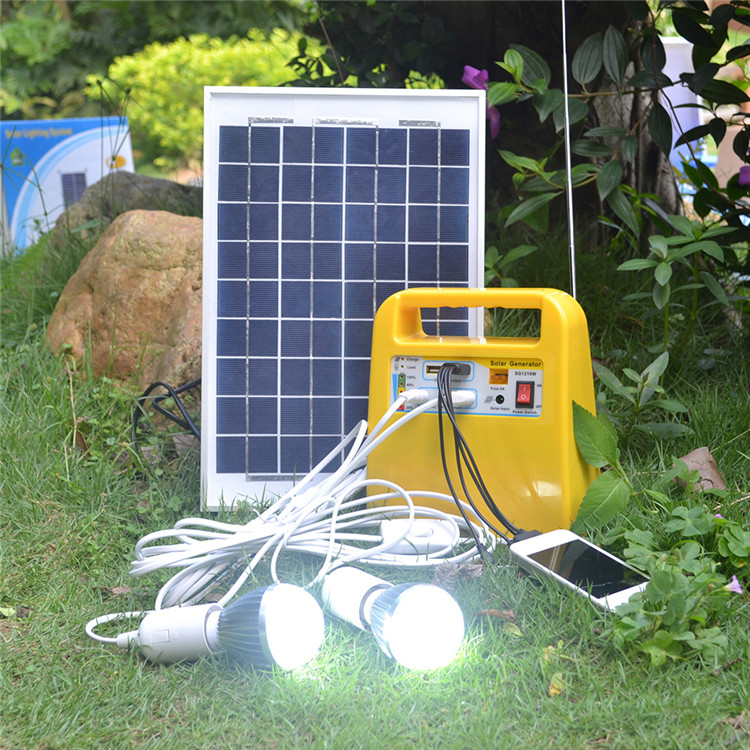 Mini générateur solaire 3W-400W avec ampoules à LED, radio, chargeur de téléphone portable