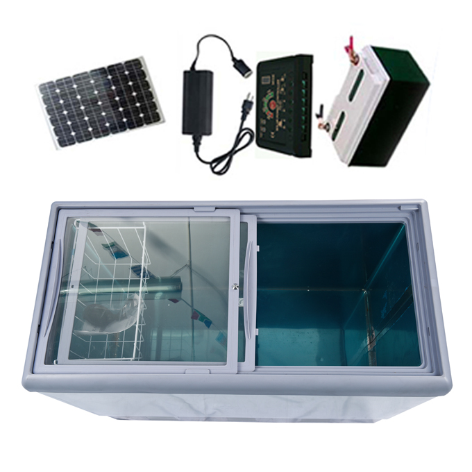 12V / 24V DC 100% hors grille congélateur solaire de crème glacée avec porte en verre