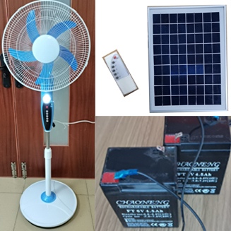 Ventilateur solaire rechargeable 12V DC avec sortie de charge LED / USB / télécommande