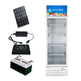 Réfrigérateur solaire de vitrine solaire hors réseau 12 / 24V DC avec porte en verre