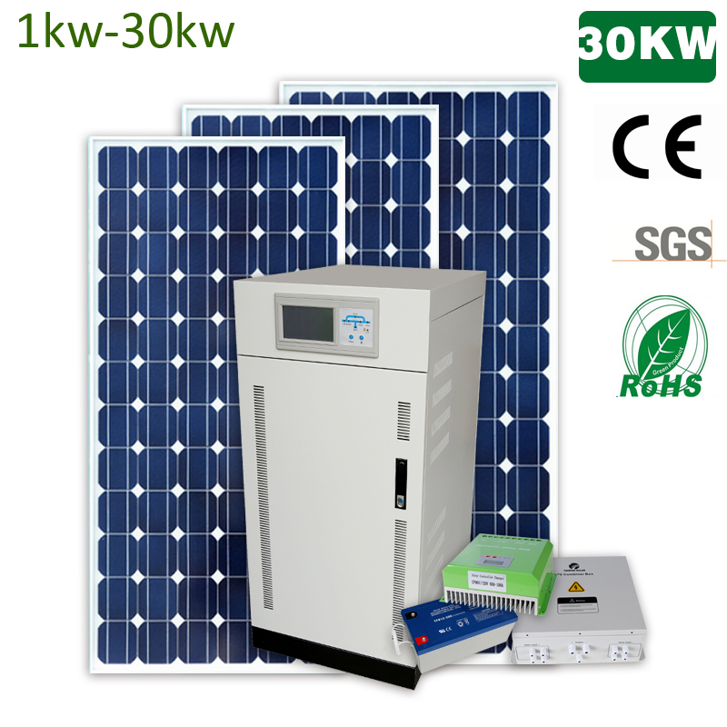 Système d'alimentation solaire hors réseau 1kw-100kw pour la maison avec batterie au gel à cycle profond fonctionnant 25 ans